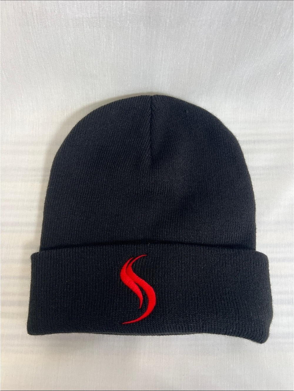 Black Beanie with Embroidered Logo Black Toque